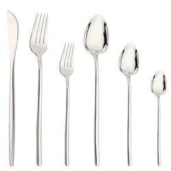 Dinnerware Set  Stainless Steel Flatware Knife Fork Tea Spoon Cutlery Dessert Kitchen Tableware Mirror Western Silverware