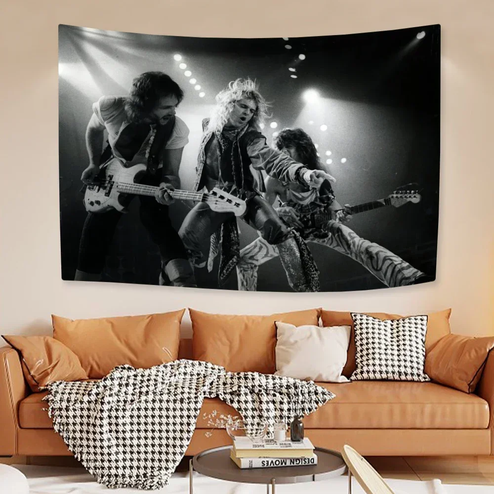 Rock Music Band Tapestry Van Halens Home Decoration Wall Hanging Bedroom Dormitory Background Cloth Party Backdrop Concert Decor