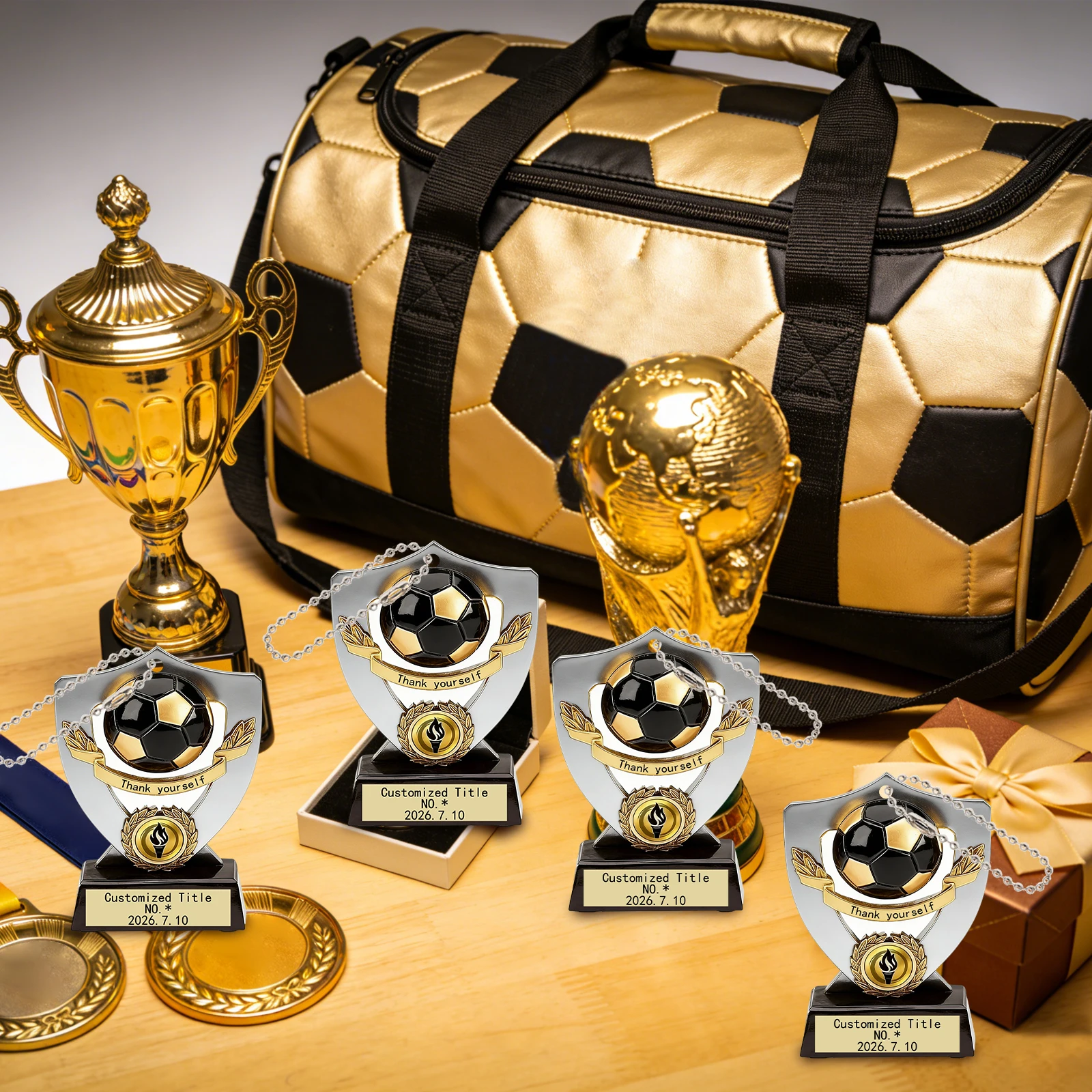 

1Pc Customized Football Trophy Shape Bag Charms, Custom Name/date Car Mirror Hanging Accessories Diy Purse Charms Gift Making