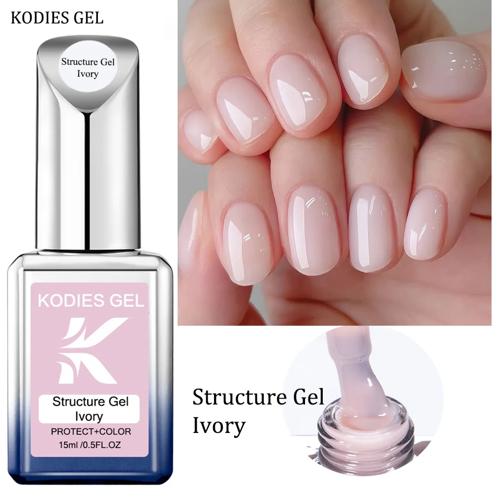 KODIES GEL Structure Rubber Base Gel Nail Polish Ivory Beige Nail Gel Varnish Semi Permanent UV/LED Manicure Nails Art Salon
