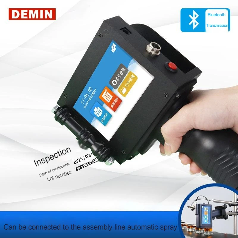 Demin Handheld 12.7mm Small Automatic Inkjet Printer Production Date Bags Plastic Pipe Coding Support Multi-language