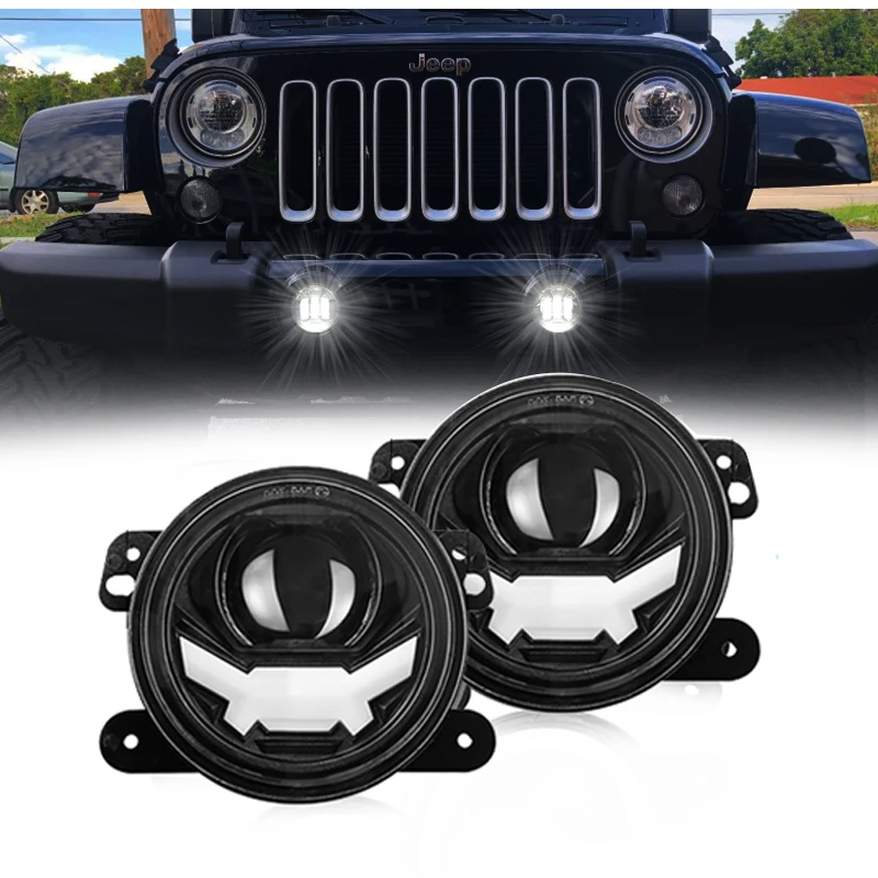 2Pcs 4 Inch LED Fog Lights Angel Eye Fog Lamps Car Spotlight for Jeep Wrangler Dodge PT Walker Cruiser Refit