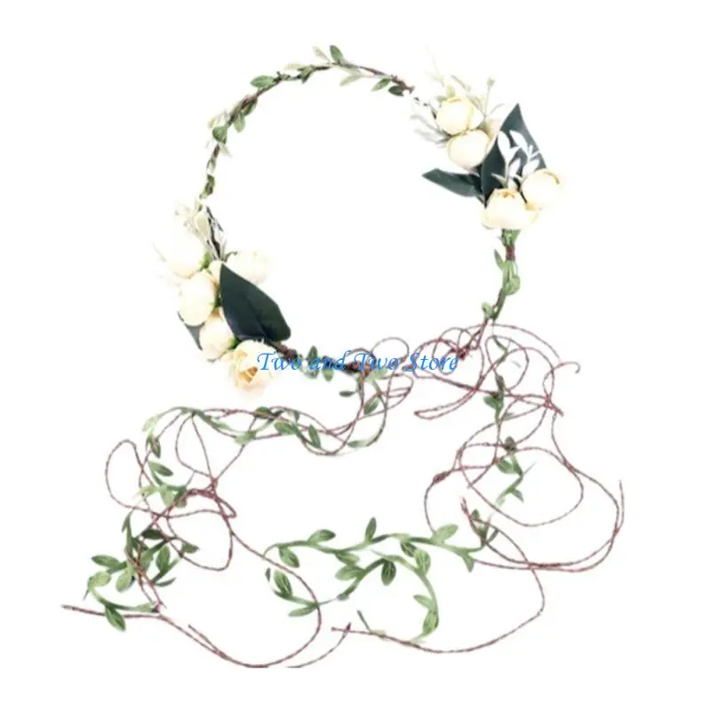 HX6F Colorful Flower Hairband Eye Catching Model Show Tiaras Bride Styling Headband