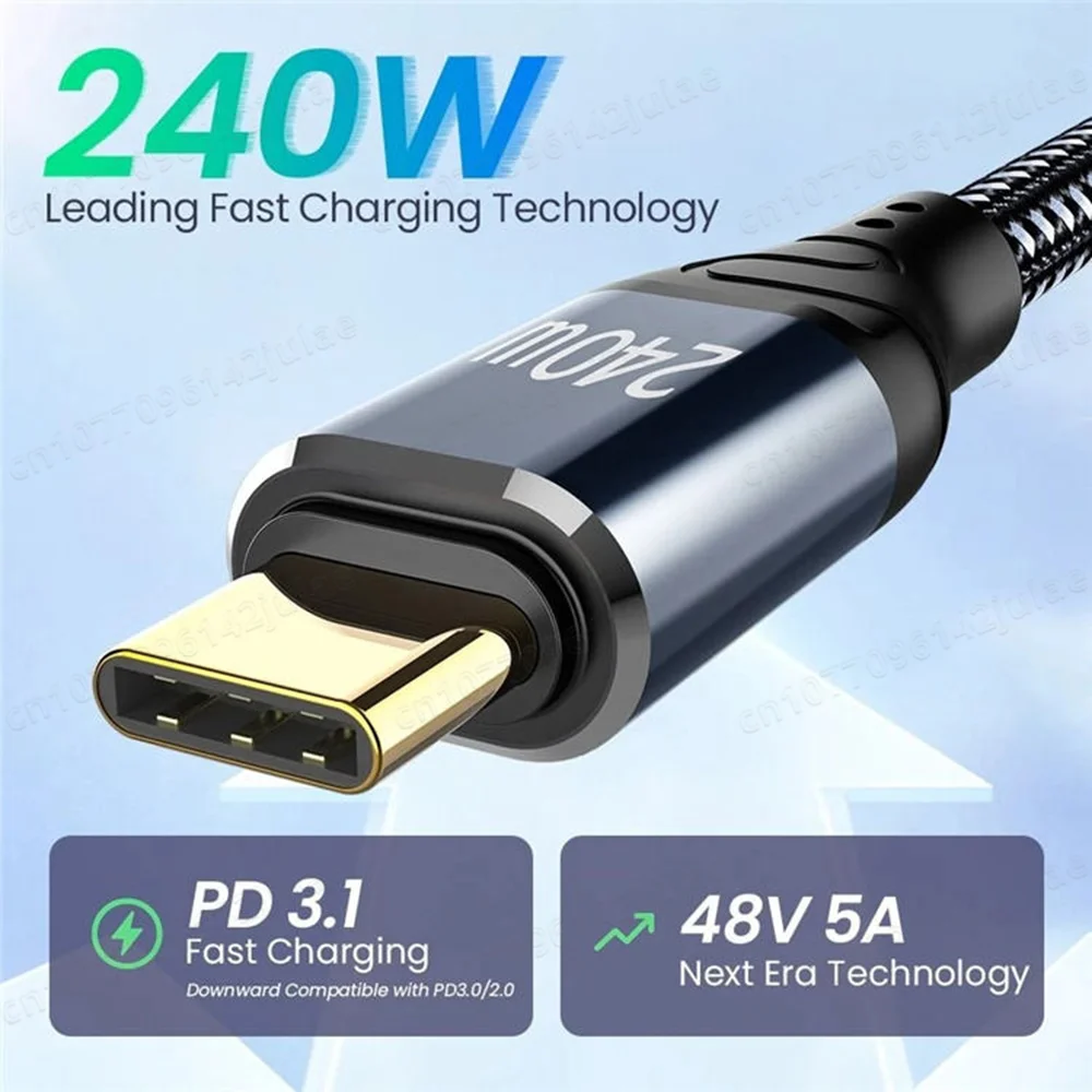 PD 240W USB C To USB C Fast Charging 2.0 Data Transfer Type C Cable laptop Charging 48V 5A QC4.0 0.5M 1M 1.5M 2M 3M USB C Cable