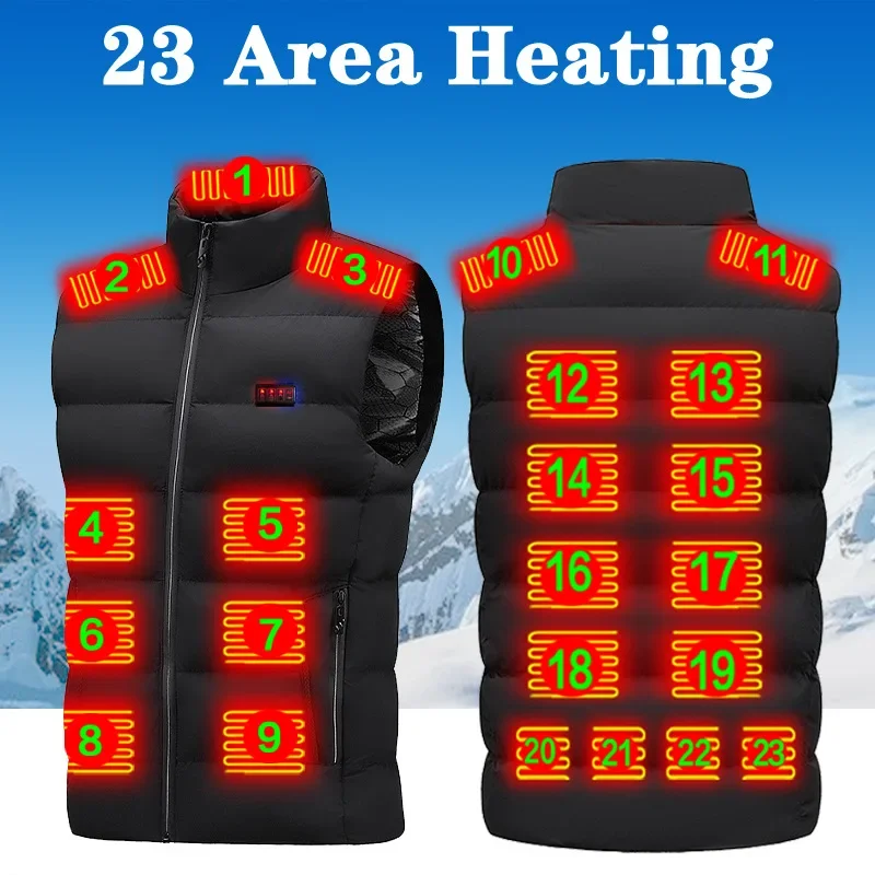 23 zone intelligent heating vest essential for cycling men's and women's USB electric heating fishing vest cotton jacket