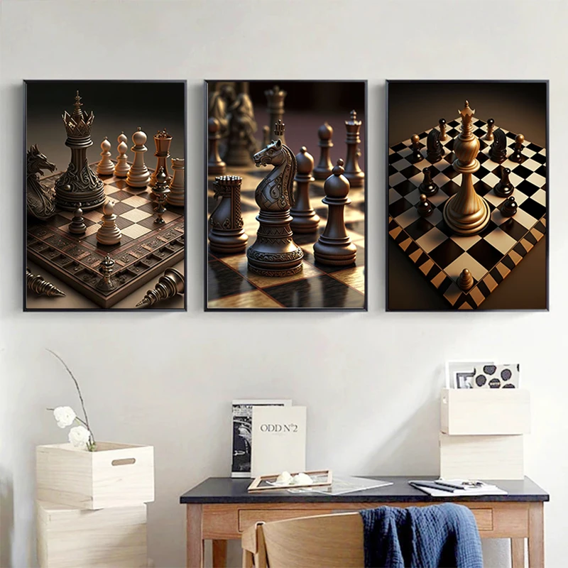 Knights Bishops Rooks Kings Queens Game Chess Poster Canvas Painting Modern Wall Art Picture Living Room Home Decor Gift Ideas