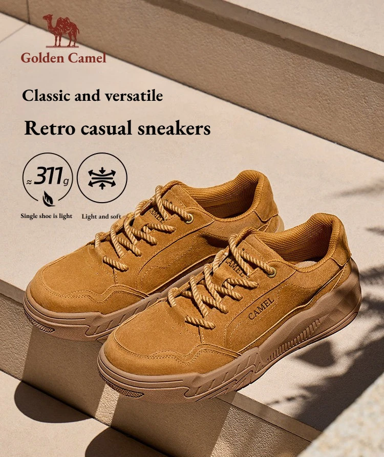 Golden Camel Men Casual Sports Shoes 2026 Autumn Outdoor Breathable Non Slip Flats Thick Bottom Lightweight Comfortable Sneakers