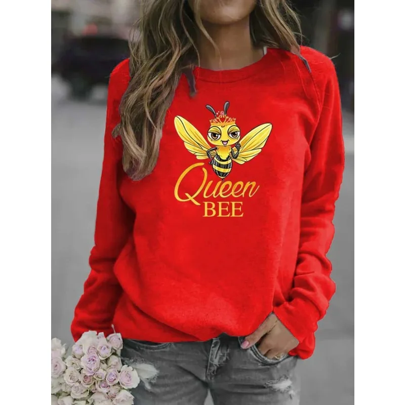 

Bee Print Crew-neck Hoodie for Women Sweatshirt Sweatshirts Hoodies Streetwear Women Clothes Harajuku