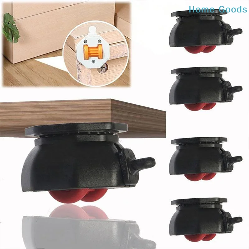 4PCS Universal Caster With Brake Furniture Casters Wheels Mute Wear-resistant Universal Wheel Stablize Self Adhesive Pulley Base