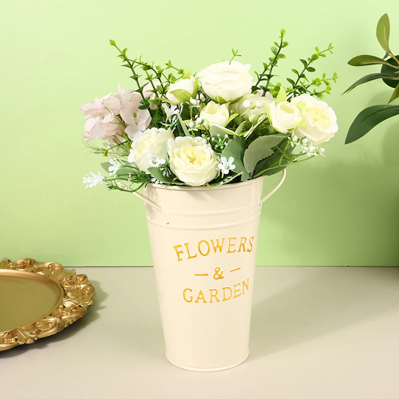 Metalls chirmst änder mit Griffen runder Regenschirm Eimer Metall boden Vase Eisen Blumen eimer Home Office Vase Dekoration