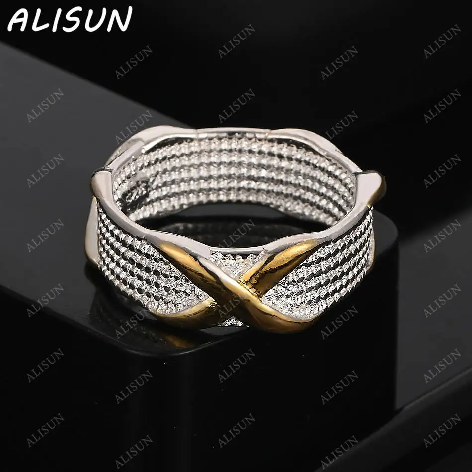 

ALISUN 925 Sterling Silver Size 5-10 Weaving Cross Ring For Women Men Fashion Jewelry Charm Grace Noble Wedding Accessories