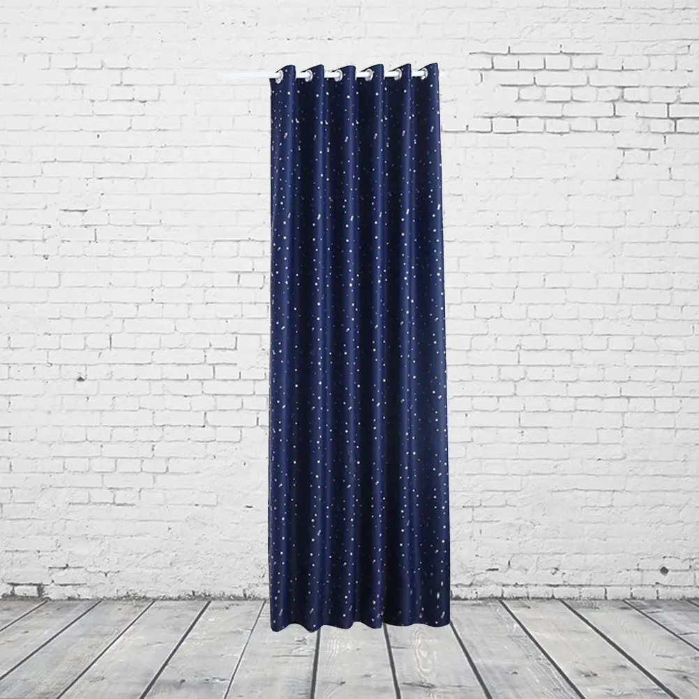 

Finished Dark Blue Star Design Fabric Hanging For Home Window Door Decor Perforating Curtain Window Curtain