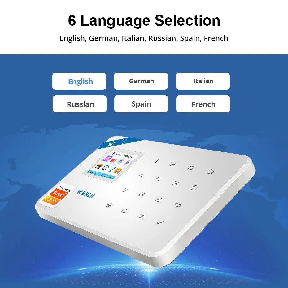 KERUI 4G  WIFI GSM Wireless Alarm System Burglar Alarm Tuya Smart APP Home Garage Security Protect with Wireless Smoke Detector