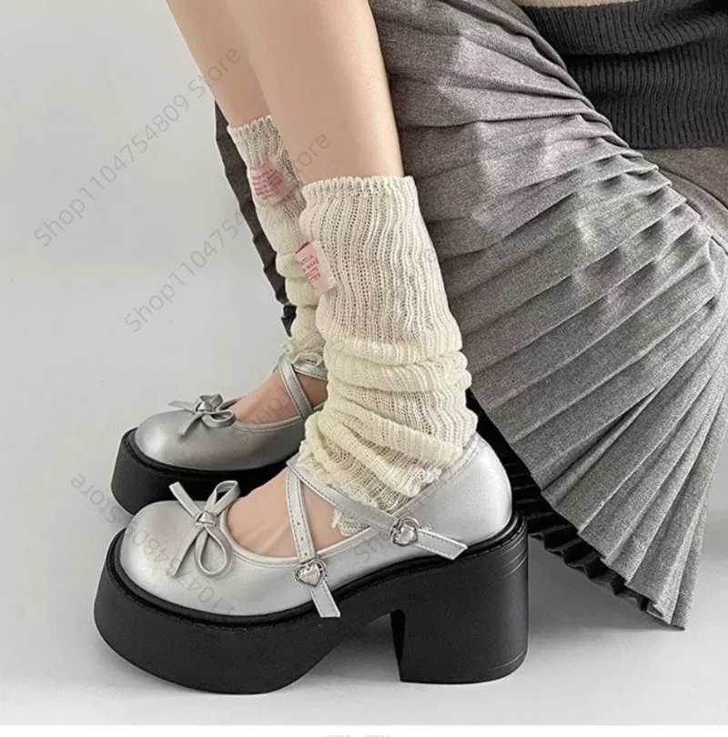 Lolita Shoes Women Japanese Style Mary Jane Shoes Women Vintage Shallow High Heels Chunky Platform Shoes Cosplay Female Sandals