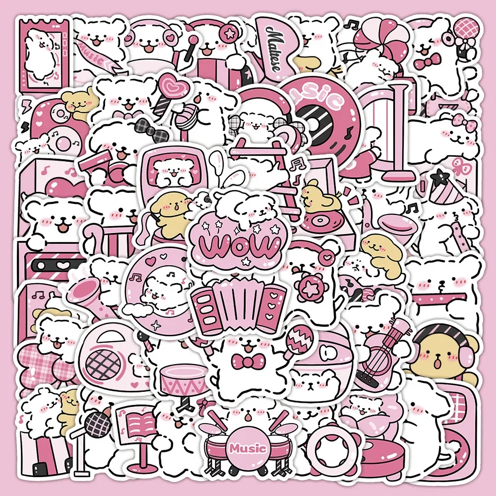 50/60/100Pcs Cute Pink Cartoon Ins Stickers Pinterest Coquettish Stickers Scrapbooking Mobile Phone Luggage Skateboard Stickers