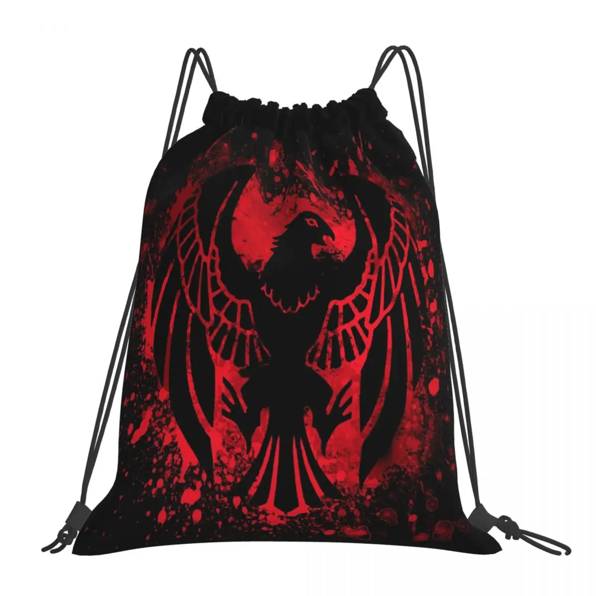 Black Eagle Splatter Backpacks Casual Portable Drawstring Bags Drawstring Bundle Pocket Sundries Bag Book Bags For Travel School