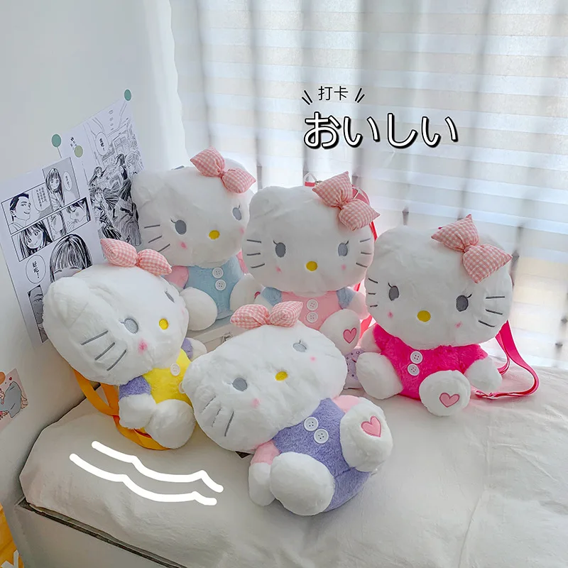 Plecak Pluszowy Hello Kitty Kawaii Maskotki Zabawki Torba Pluszowa Anime Cartoon Kt Plecaki na Ramię Torby dla Dziewczynek Dzieci
