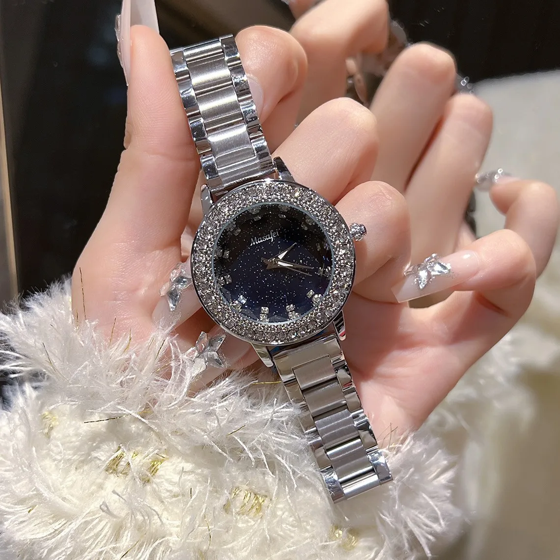 

Original Diamond Dial Quartz Watch for Women Fashion Elegant Ladies Watches Stainless Steel Waterproof Women's Wristwatch