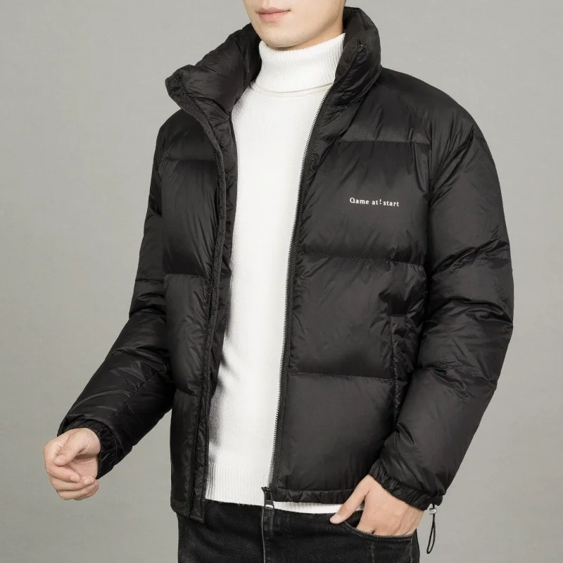 Autumn Winter New Men\'s Stand Collar Light Down Jacket Korean Fashion Oversize Warm Thick Coat White Orange Green Black