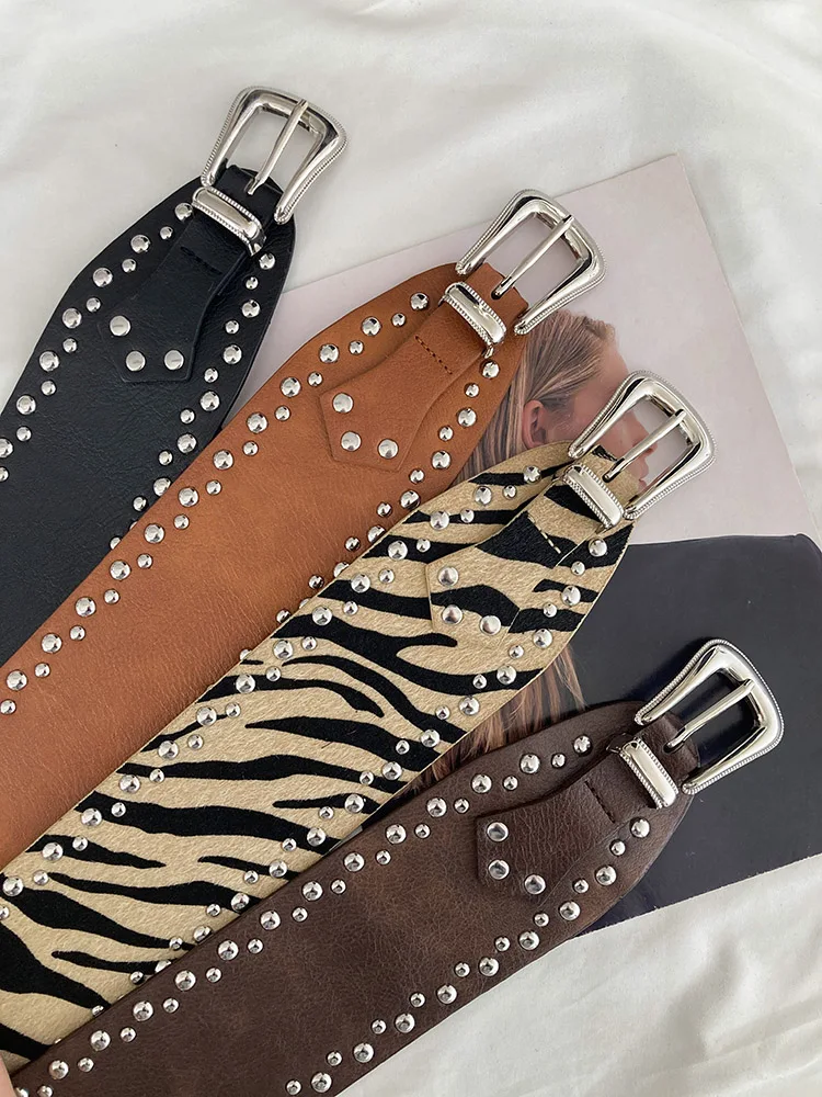 1 piece ladies' waist belt; sexy rivet wide belt for women; American Western heavy-duty design sense waistband; personal fashion
