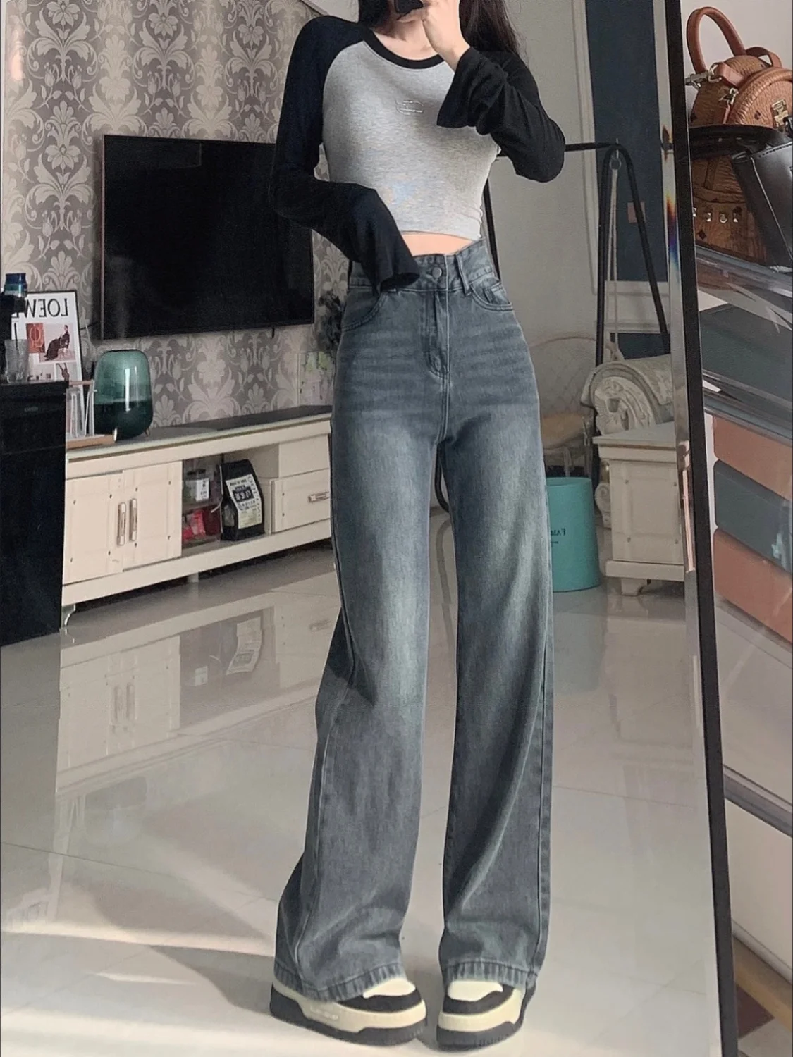 

Женские прямые классические джинсы для офисной работы, деловые формальные умные женские брюки, женские модные удобные повседневные элегантные шикарные брюки