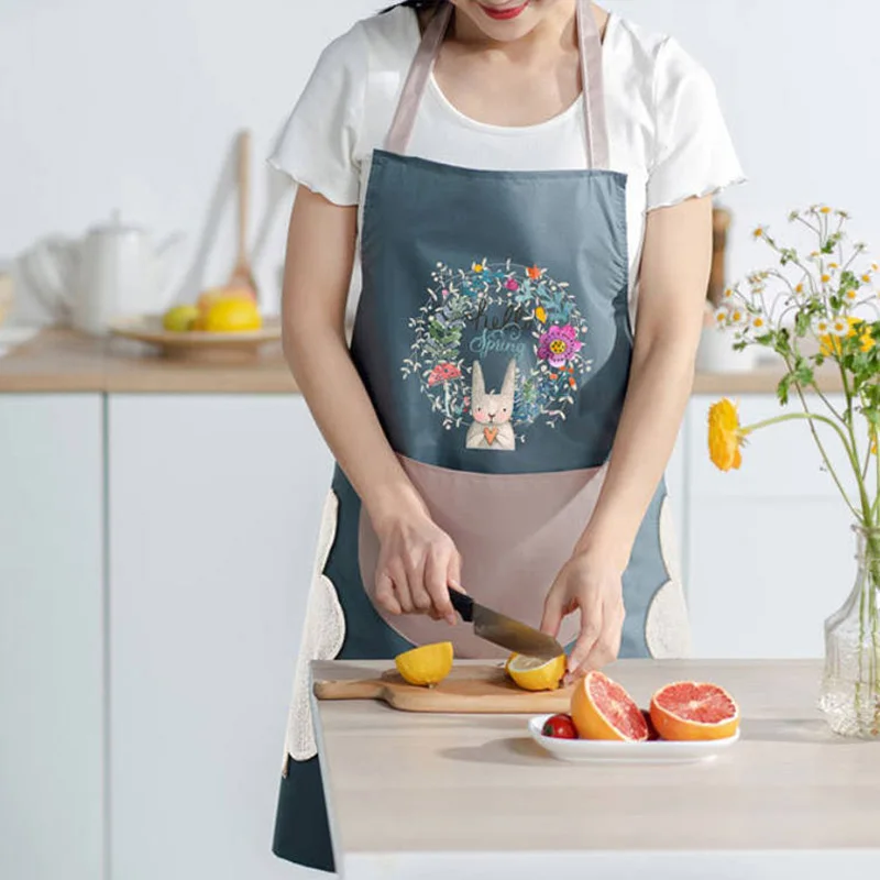 여성용 주방 앞치마, 가정용 앞치마, 주방 액세서리, 내유성 베이킹, 방수, 닦을 수 있는 주방 앞치마