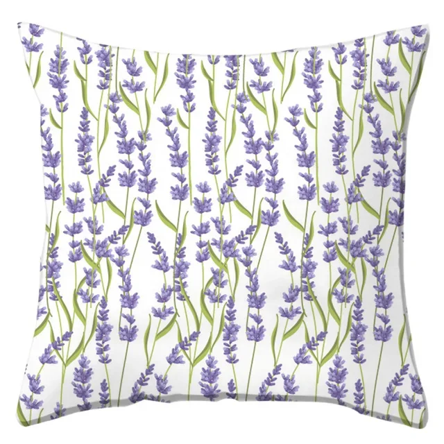 Bo Niu Pillow Cover Purple Lavender Pattern Plant Polyester Pillow Car Hotel Home Sofa Decorative Pillow 1 Piece Set 45 * 45cm .