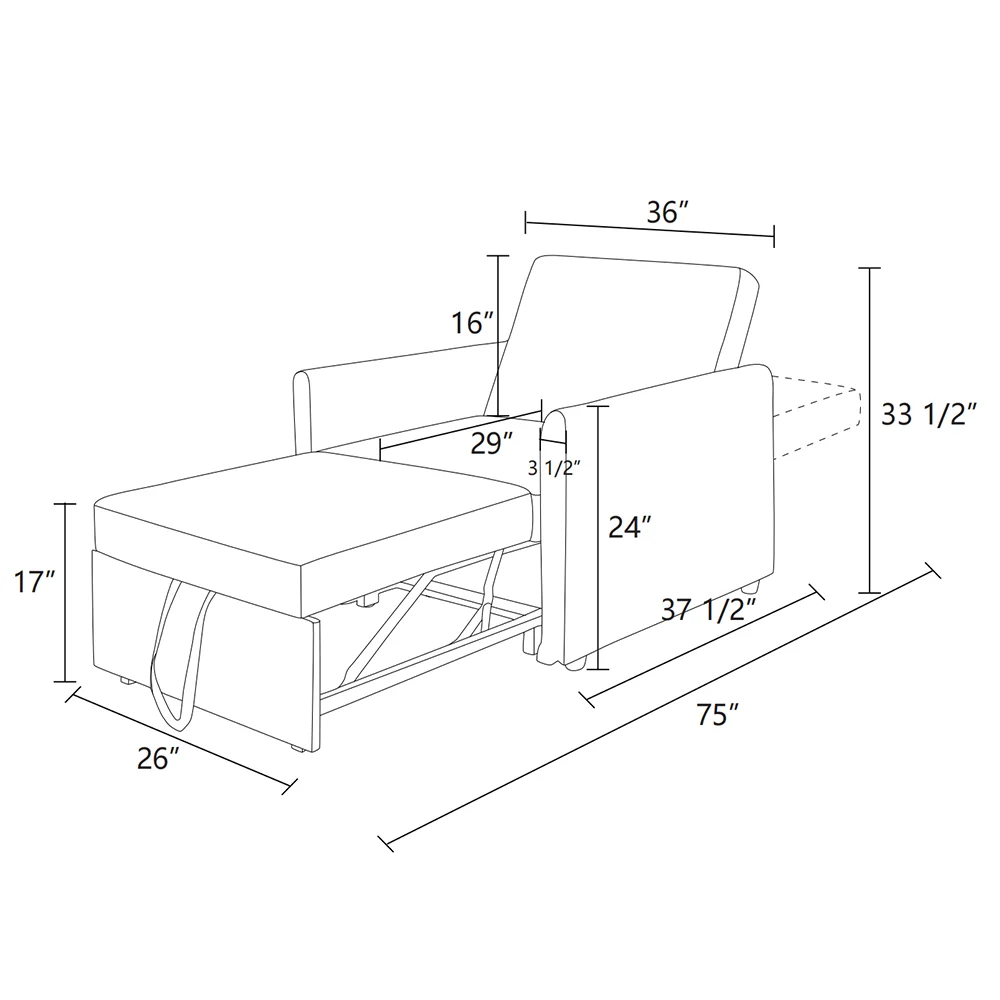 Red Lint 1-PCS Convertible Sofabed Chair Convertible 2-in-1 Adjustable Sleeper Sofa Bed Luxury Modern Home Furniture Sofa Futon