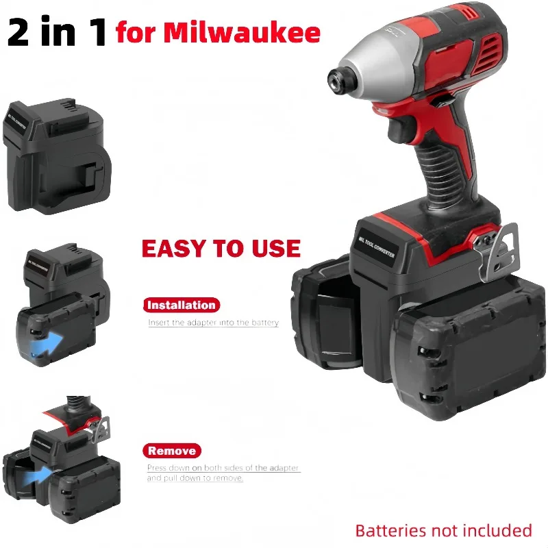 

2-in-1 battery adapter for Milwaukee M18 18V lithium battery cordless power tools, higher power and longer working time.