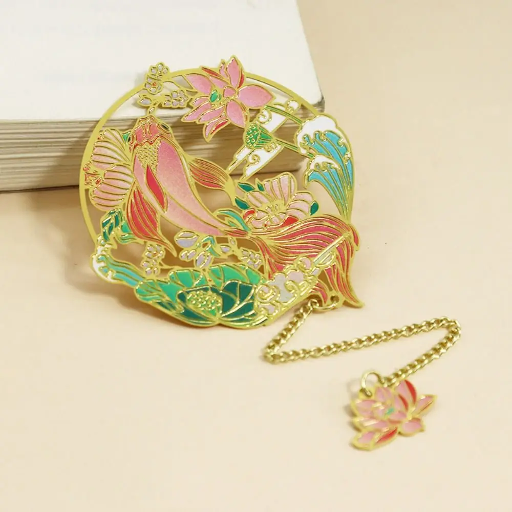 

Cute Dragon Chinese Style Bookmark Cat Brid Metal Book Clip Delicate Fish Tassel Book Page Marker School Office Supplies