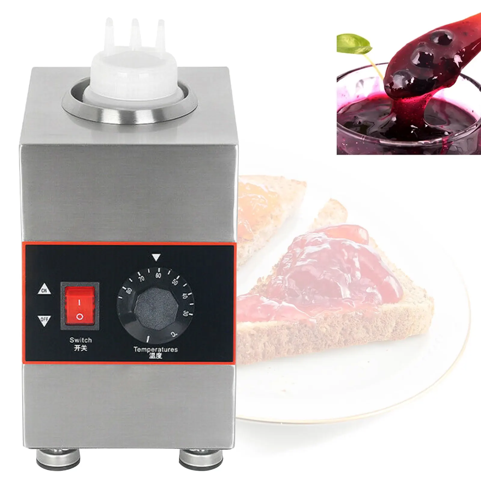 80W Electric Warmer Pump Dispenser Condiment Cheese Sauce Pump Dispenser 650ml