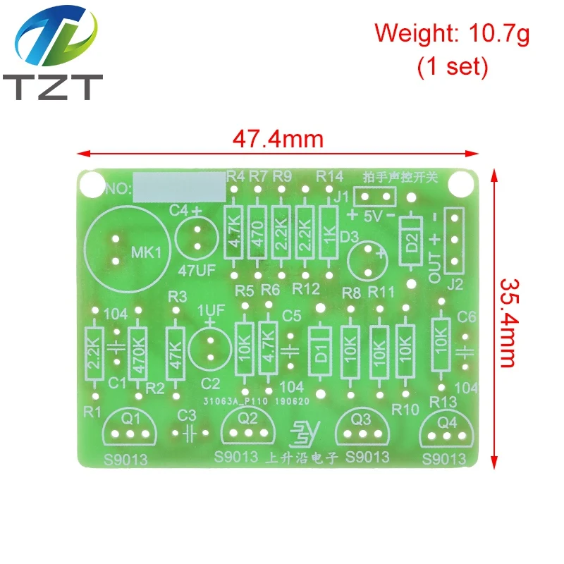 TZT Electronic Acoustic Clap Control Switch DIY Kit Sound Sensor Electronic Circuit DIY Suit Integrated PCB Module