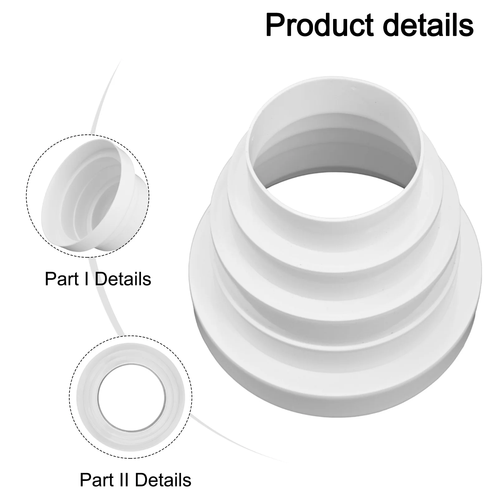 Robust Plastic Construction Duct Reducer Perfectly Fits For Ventilation Pipes of Diameter Between 80 and 150mm