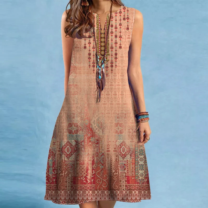 2024 ยุโรปและอเมริกา CROSS Border ผู้หญิงชุดใหม่ V คอเซ็กซี่พิมพ์ขนาดใหญ่ Hem การค้าต่างประเทศชุด