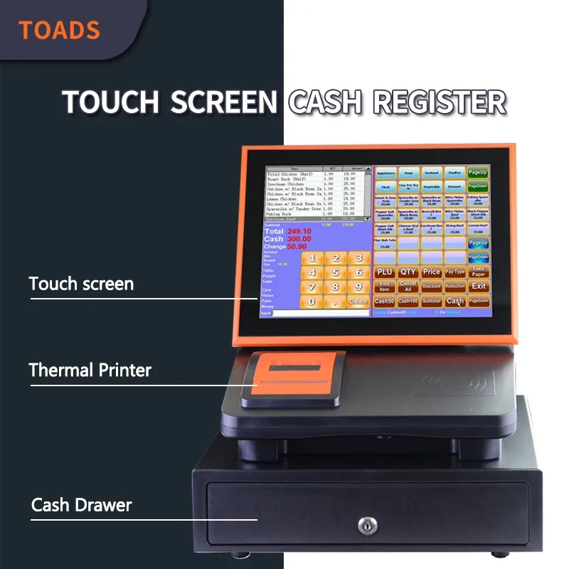 12 Inch Cash Register Retail Store Touch Screen Terminal Printer Payment Restaurant Machine All In One Pos Systems