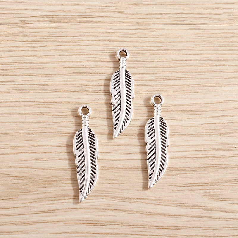 Tusember 20 Stück 8*31mm Niedliche Blatt-Anhänger Feder-Anhänger für Handgemachtes Basteln DIY Halsketten Ohrringe Mode Schmuckherstellung Zubehör – Detail 6