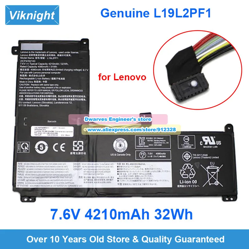 

Genuine L19L2PF1 Laptop Battery 7.6V 4210mAh 32Wh for Lenovo IdeaPad 1-11IGL05 81VT 1-14IGL05 81VU