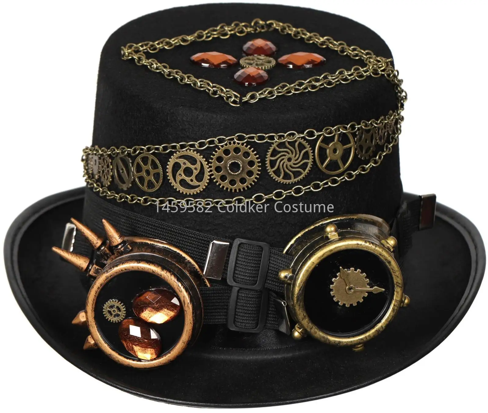 Medieval Gothic Fedoras Goggles Top Jazz Hat Gothic Steampunk Top Non-slip Hat Carnival Nightclub