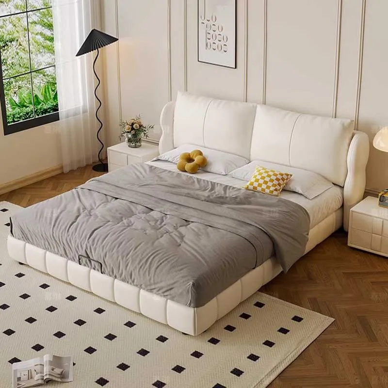 

Villa High End Modern Double Bed Headboard Designer Sleeping Full Size Bed Frame Luxury Platform Safe Camas Home Furnitures