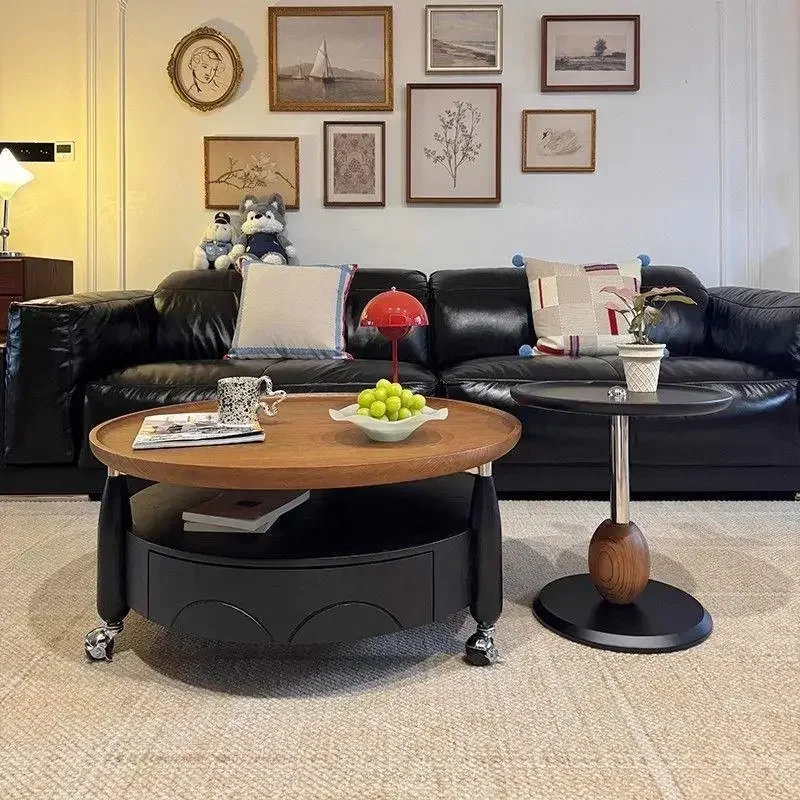 Vintage-style living room coffee table combination method: a new mobile model for high-end small apartments