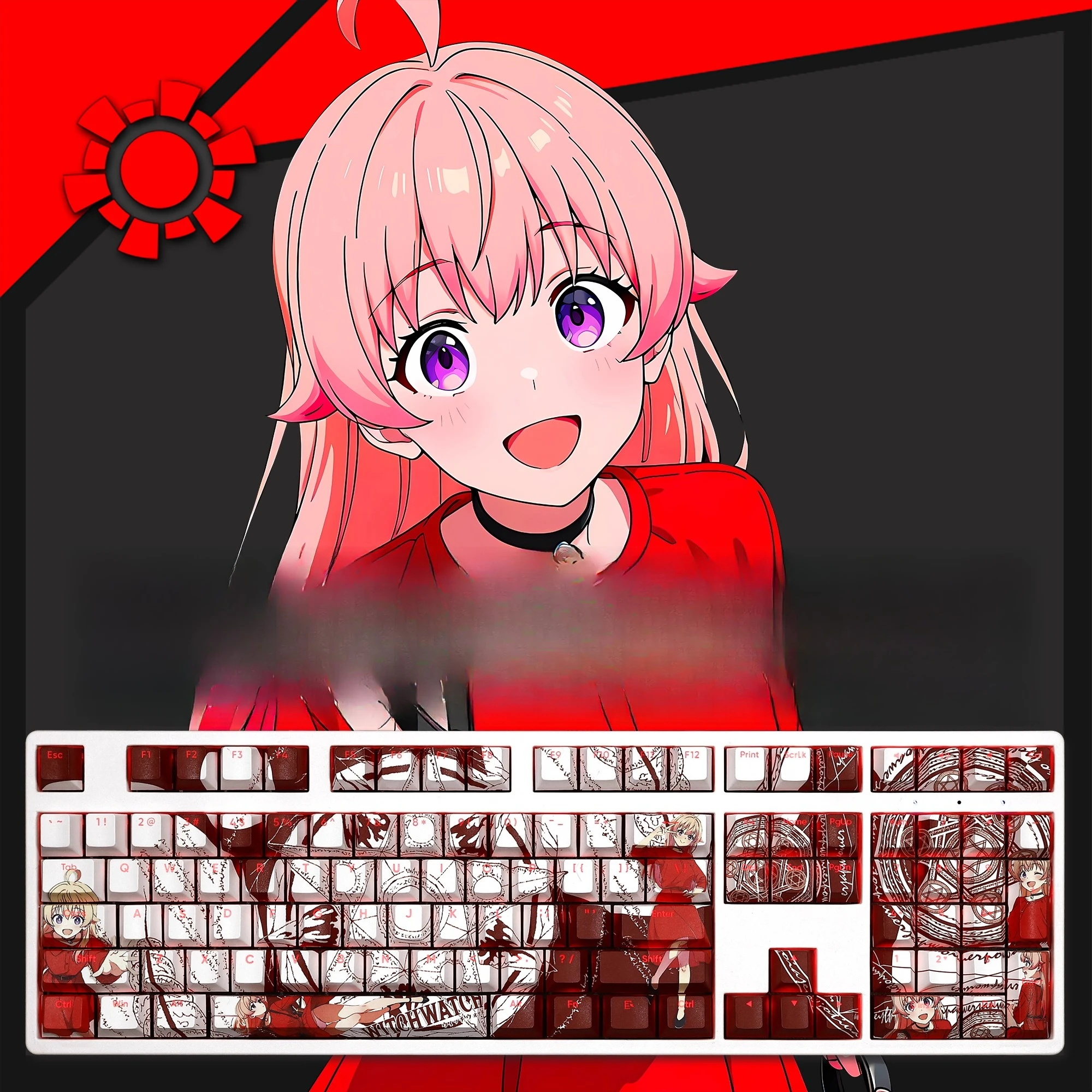 

108-клавишные часы с переключателем, аниме, индивидуальный PBT, сделай сам, колпачки для клавиш с подсветкой и принтом для механической клавиатуры MX Switch 87/91/104