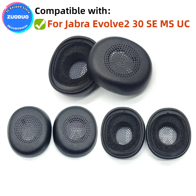 

1Pair Replacement Earpads Cushion for Jabra Evolve2 30 SE MS UC Headset Headphones Leather Earmuff Ear Cover Earcups