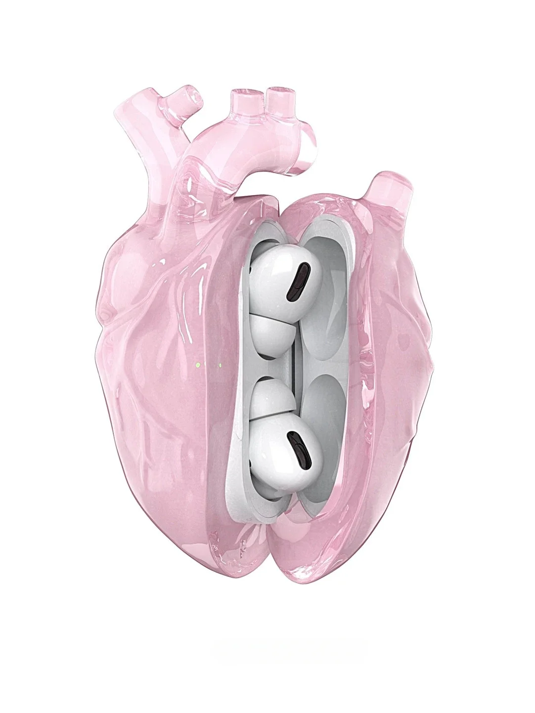 Pink Heart Airpods Case Earphone Protection Case Silicone Shell Cover Air Pods Pro/Pro2 Custom Air Pods Pro Accessories Gift