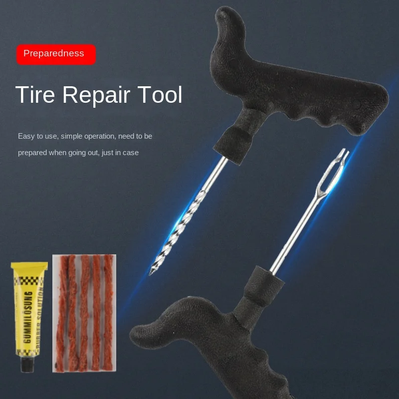 6-piece Set of Tire Repair Tools, Car Maintenance Tools, Tire Repair Rubber Strips, Tire Repair Tools with Adhesive