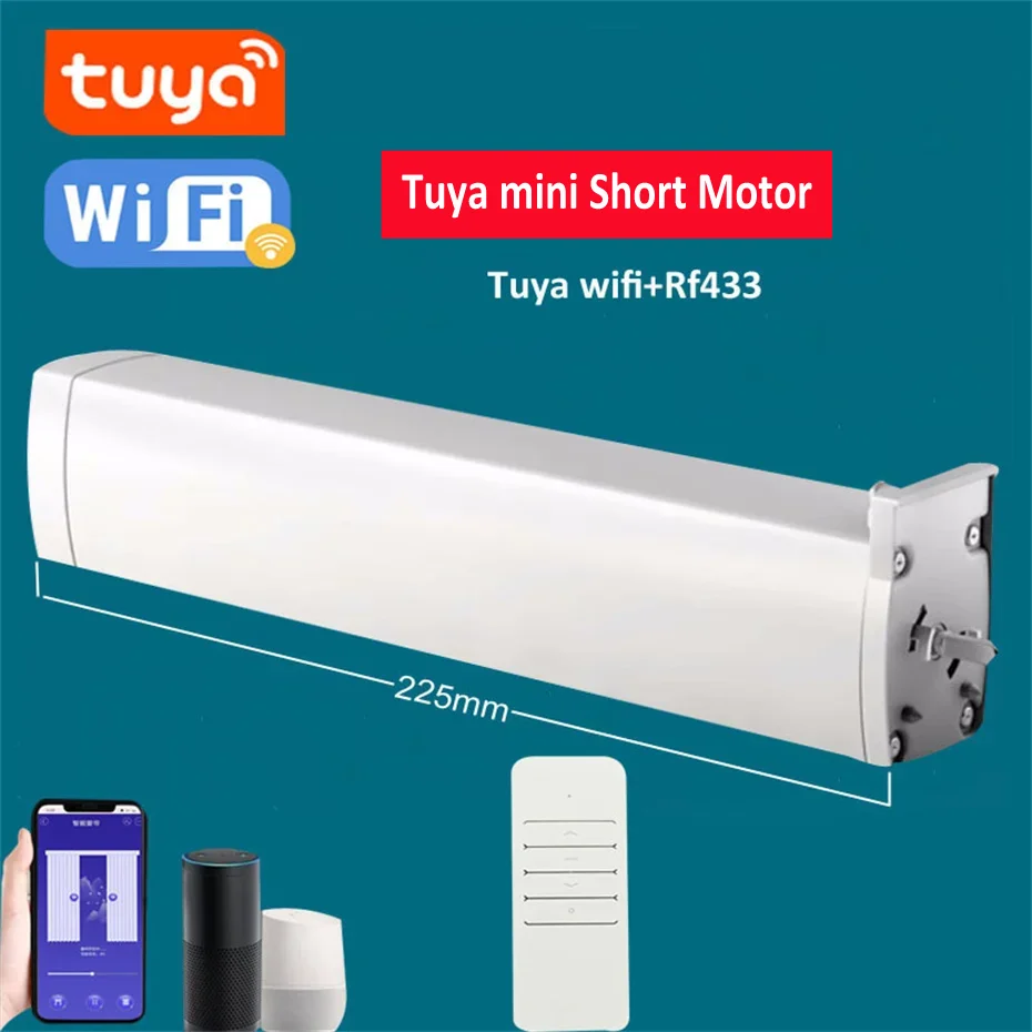 Nuovo Tuya mini Wifi Short Electric Smart Curtain Motor supporto intelligente controllo vocale Alexa Google Assistant Alice,225mm di altezza