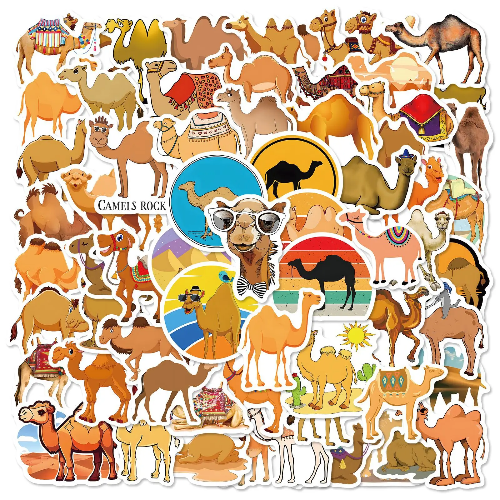 

10/60PCS Camel Cartoon Animal Bactrian Camel Graffiti DIY Decorative Skateboard Luggage Mobile iPad Waterproof Sticker Kids Toy