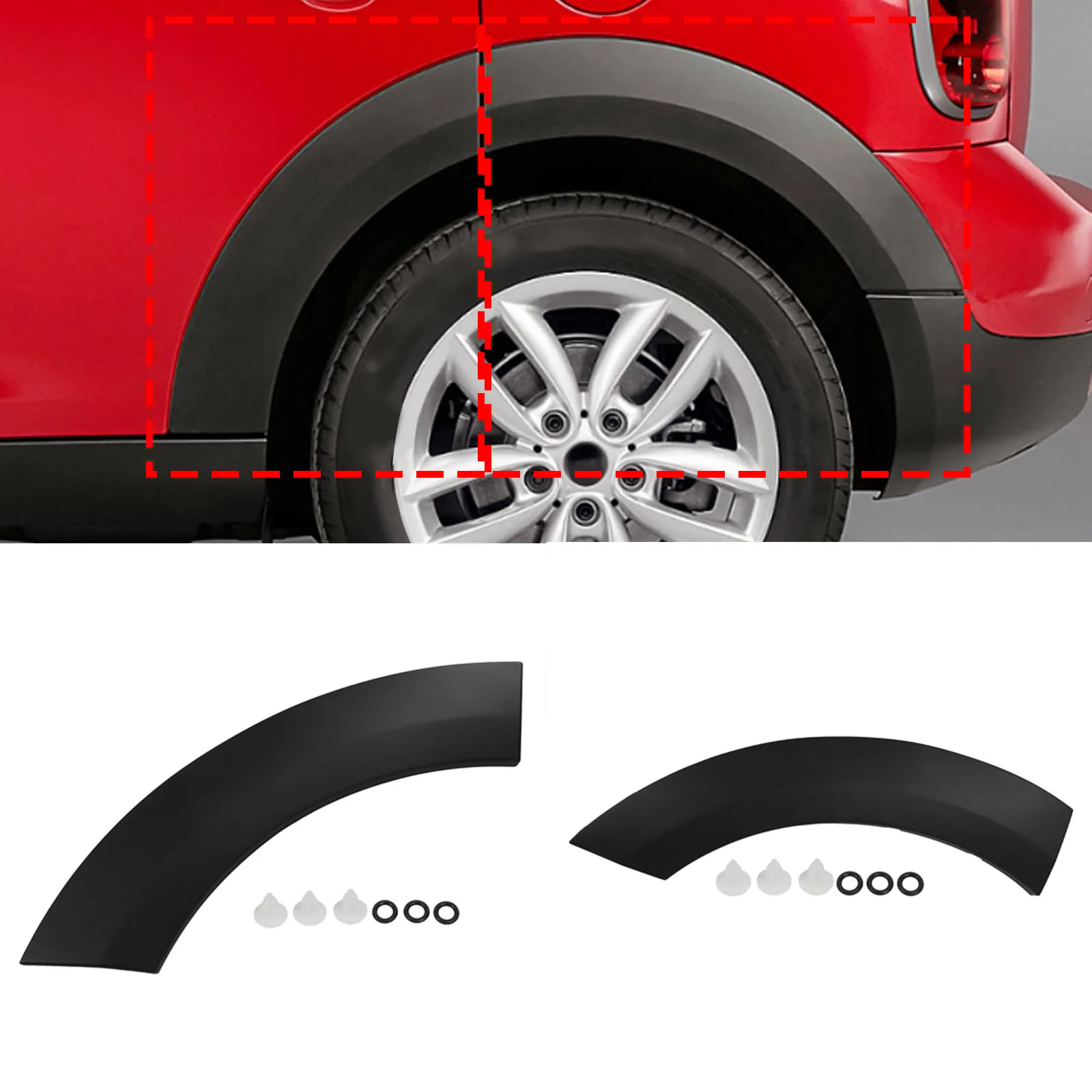 

4 Sections Rear Wheel Arch Trim Wheel Eyebrow Molding For Mini Countryman R60 2010-2016 Left Right