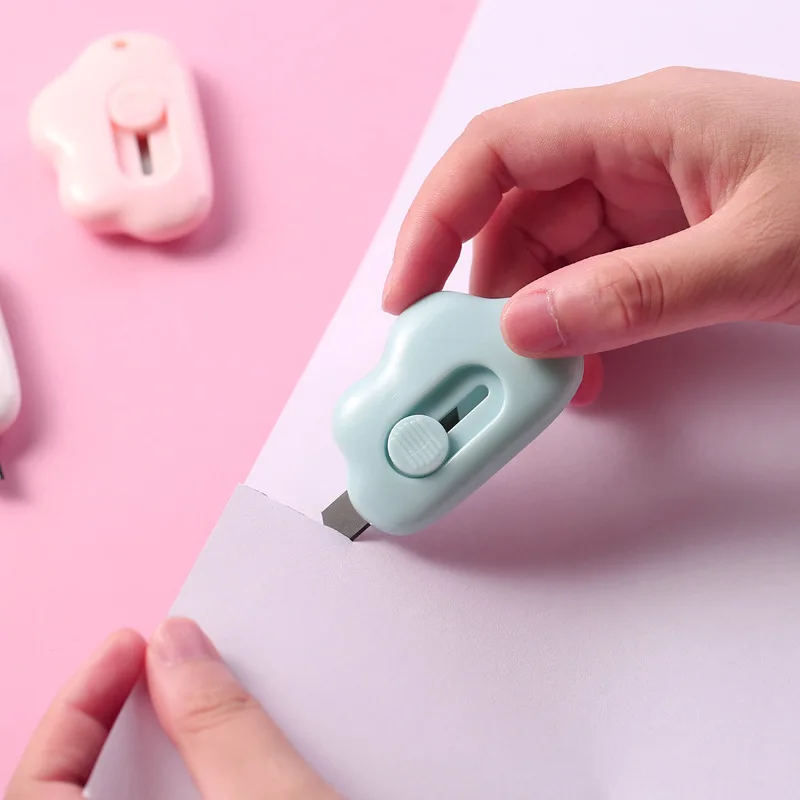 Kawaii Cloud Utility Knife Mini Sharp Blade Package Box Cutter Cute Pocket Knife Paper Cutter Knife Stationery Office Supplies