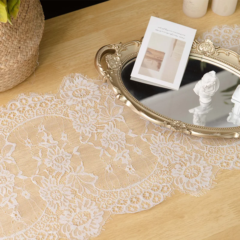 1pc White Floral Lace Table Runners Vintage Lace Wedding Table Runner Boho Wedding Bridal Shower Party Decorations Table Overlay