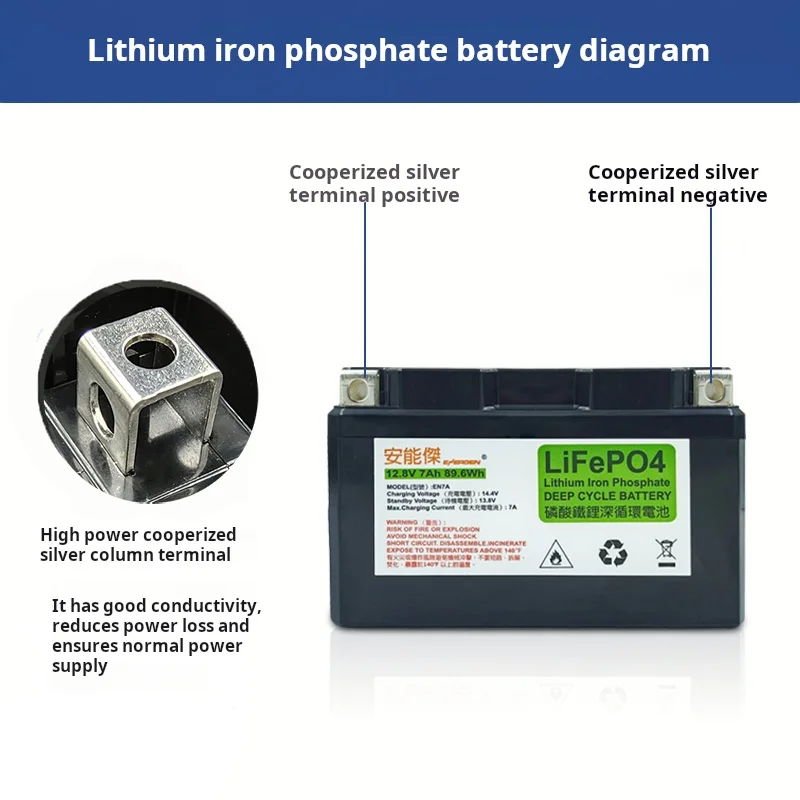 بطارية دراجة نارية 12 فولت 7AH 9AH LiFePO4 مدمجة في BMS بطارية ليثيوم فوسفات الحديد لبطارية قابلة لإعادة الشحن على الجليد ATV UTV #5